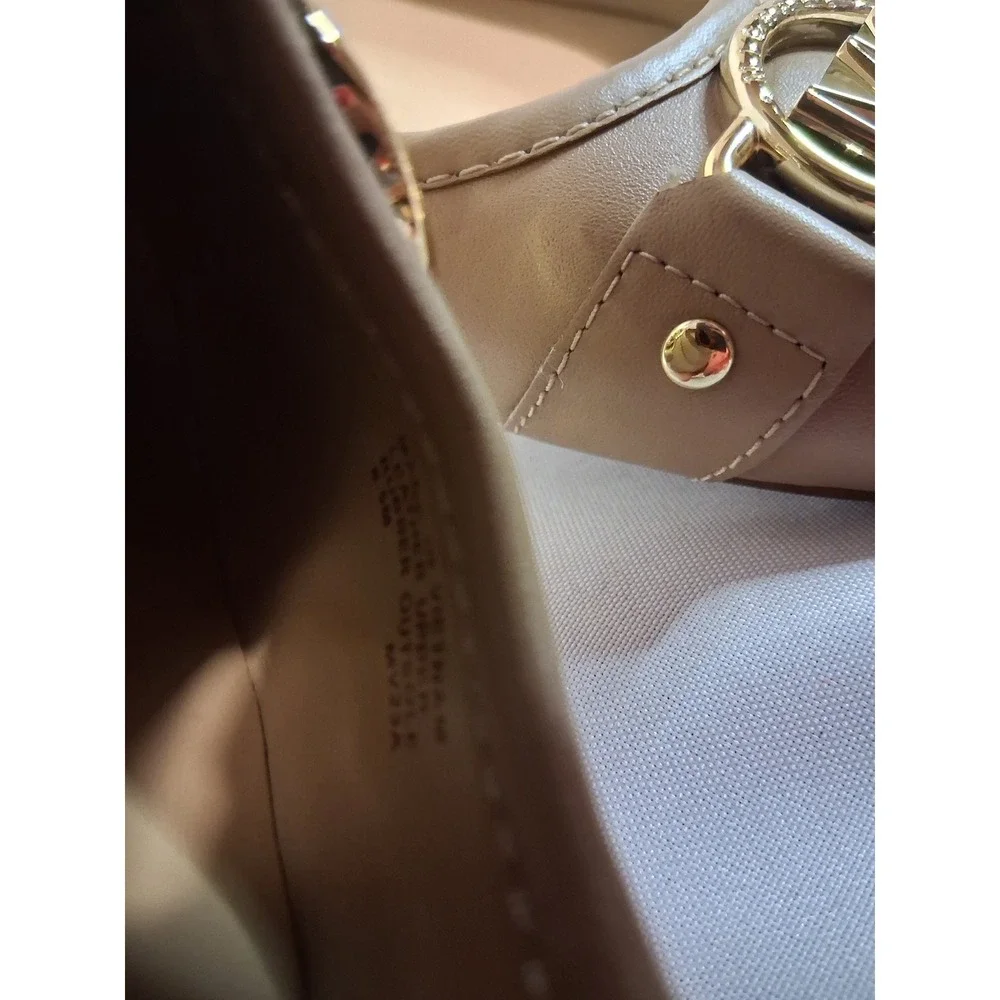 Michael Michael Kors Fulton Moc Tan Leather Ballet Flats Gold Logo Medallion 8.5